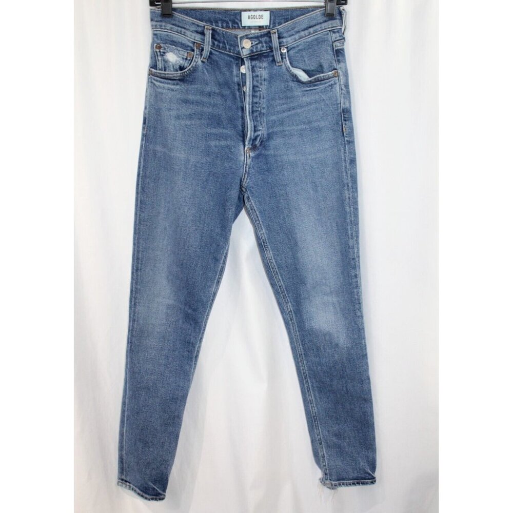 AGOLDE Womens Medium Wash Nico High Rise Slim Button Fly Jeans 25